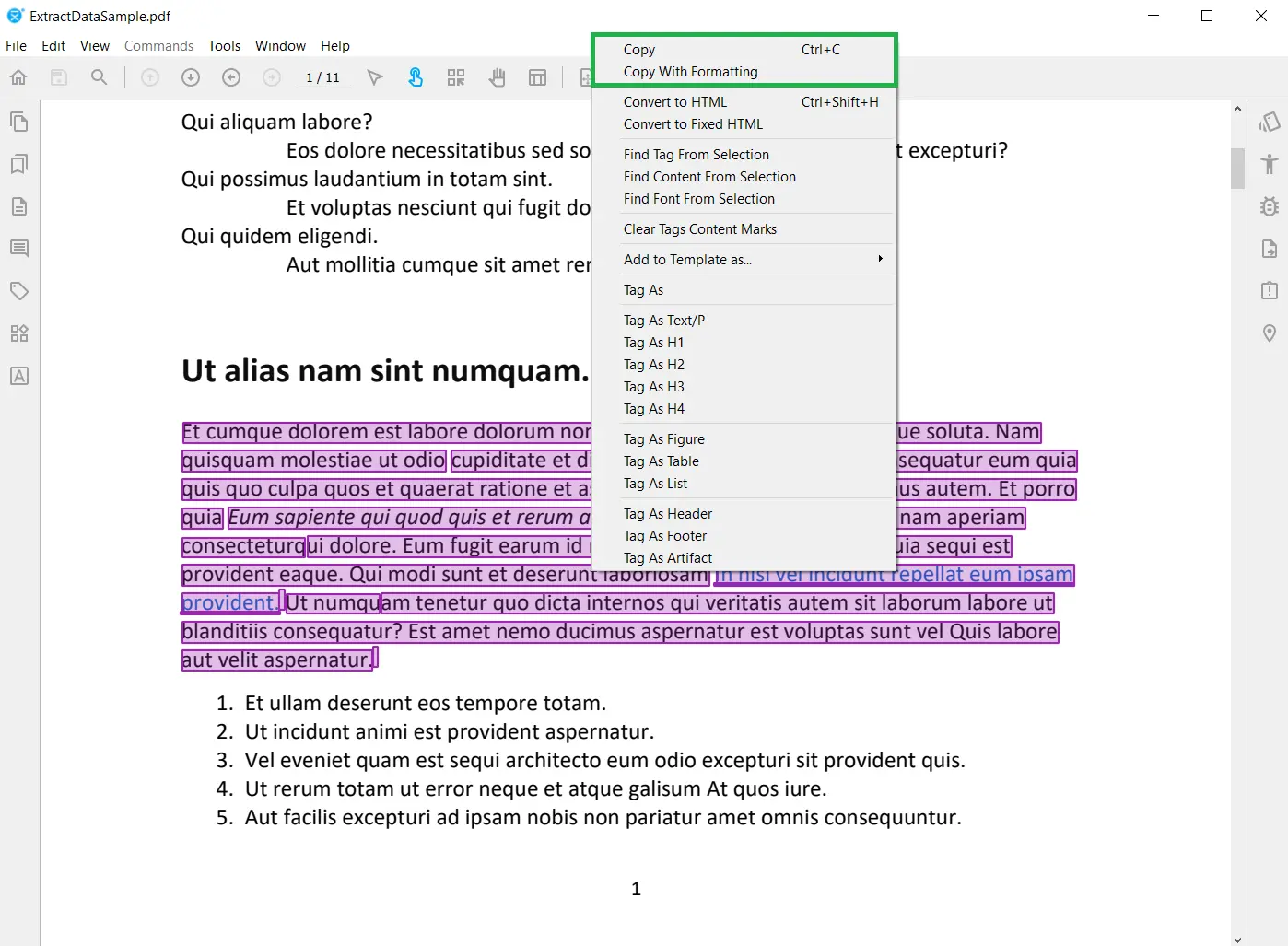 Extracting raw data